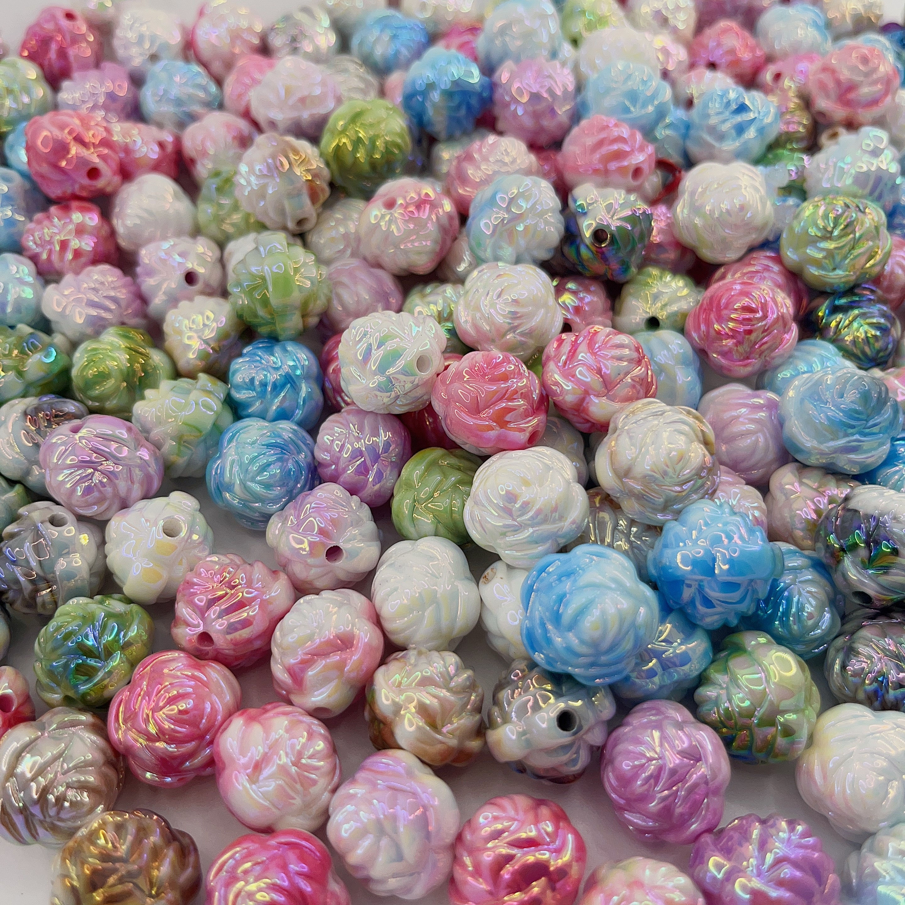 Acrylic 3D Rose Solid Color Beads~ – Cathy Shop