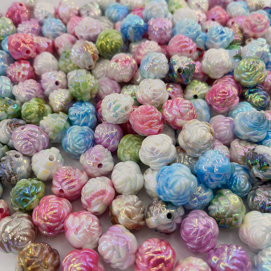 Acrylic 3D Rose Solid Color Beads~